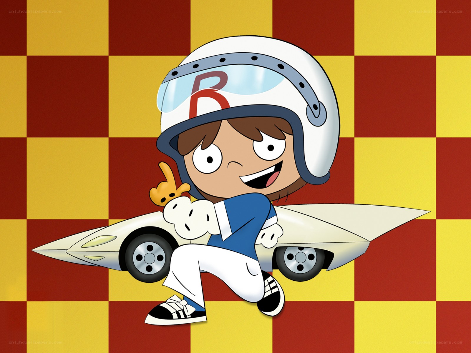 cartoon boy with race car