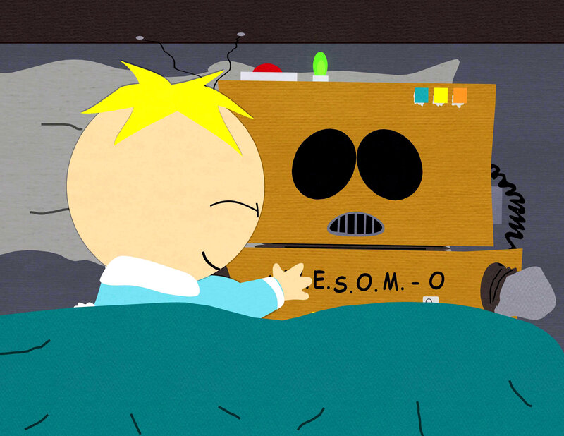 Cartoon boy with robot
