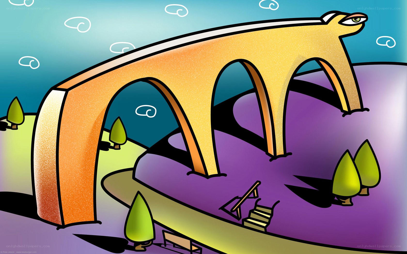 Cartoon bridge with animal head