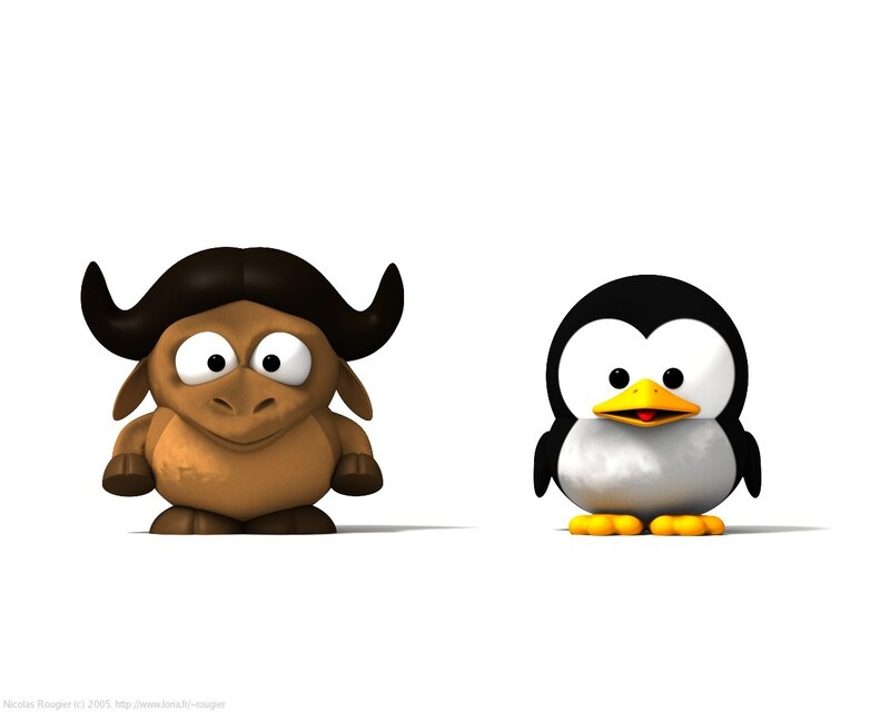 Cartoon Buffalo and Penguin