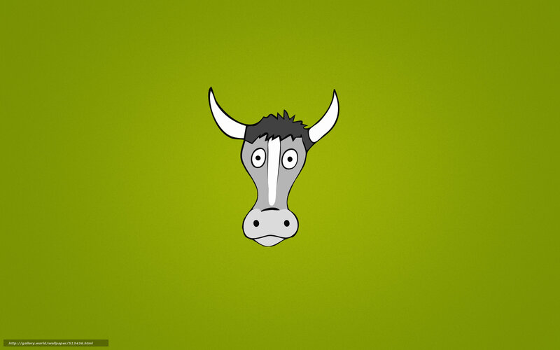 cartoon bull head on green