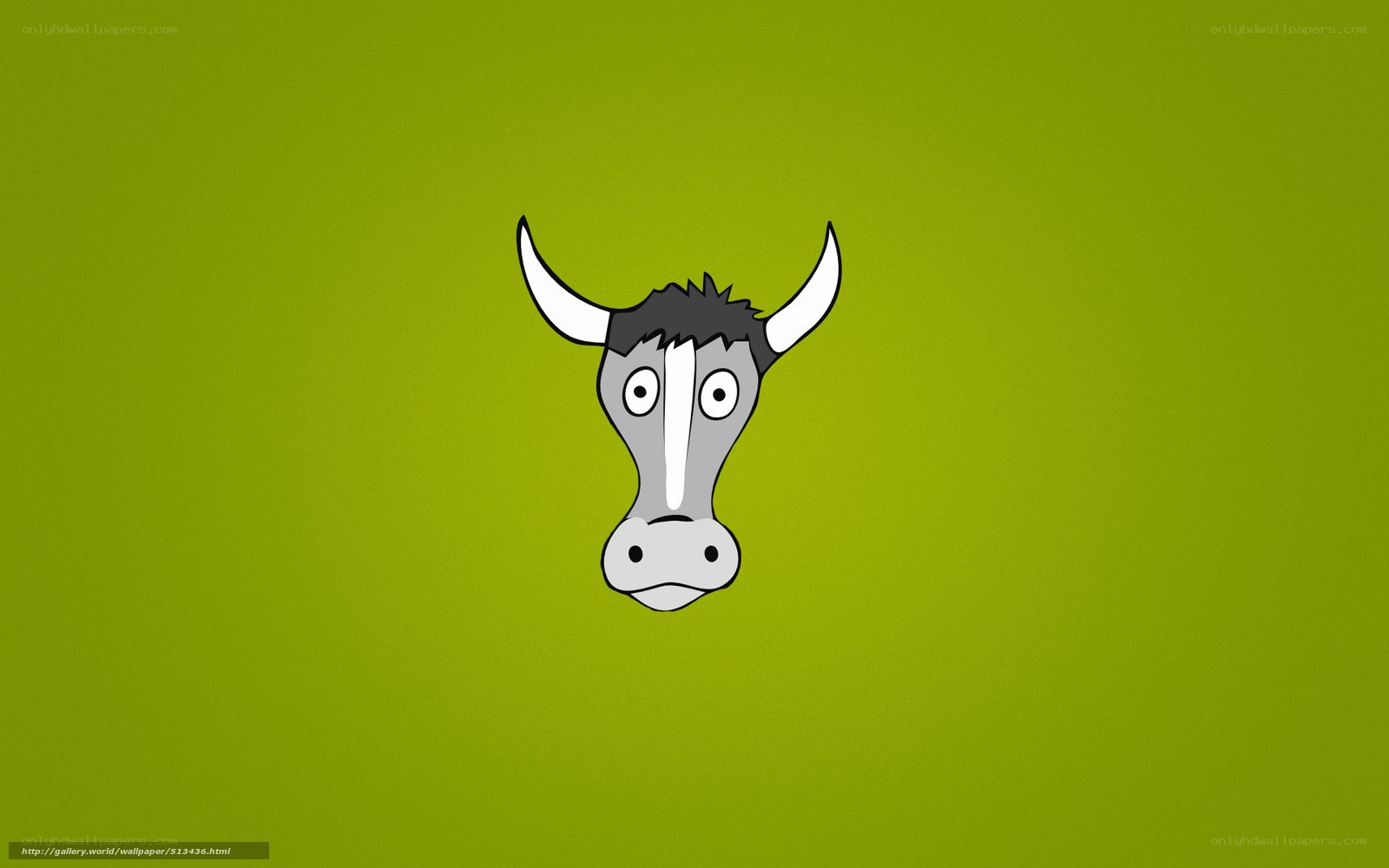cartoon bull head on green