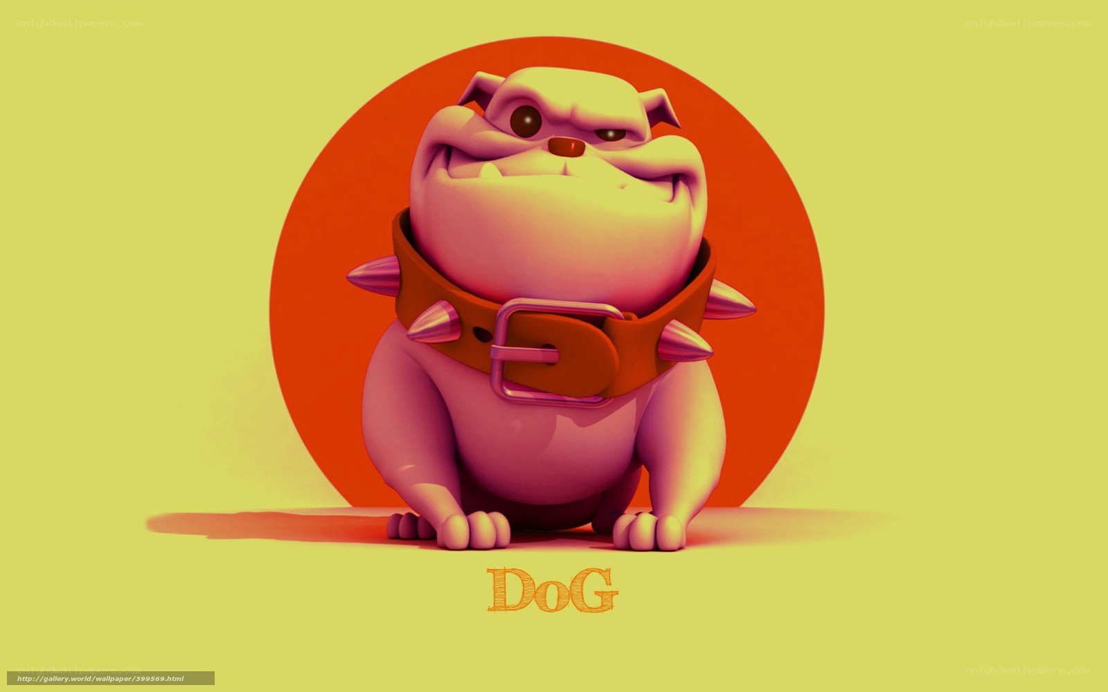 Cartoon bulldog with spiked collar