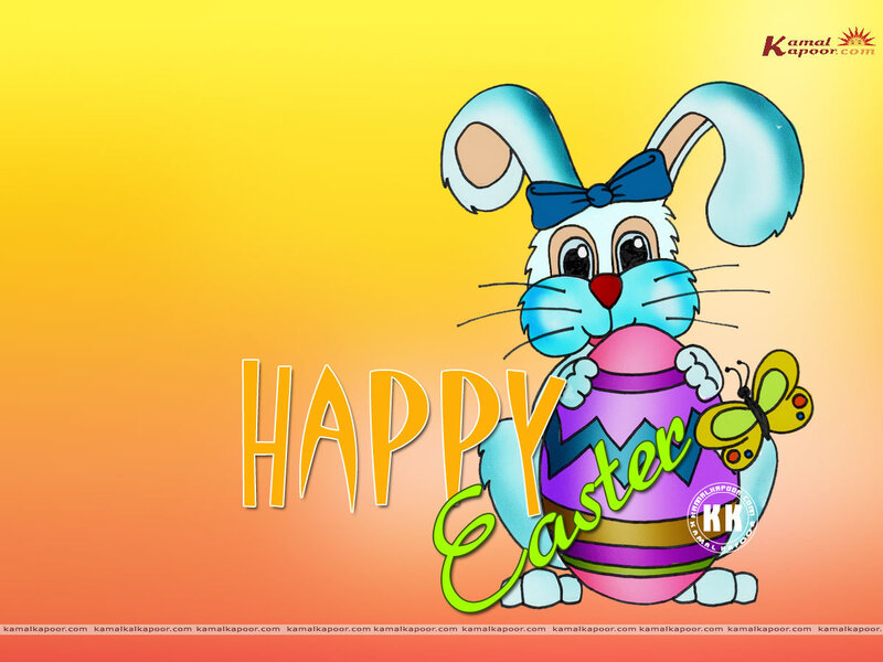 Cartoon Bunny Holding Egg