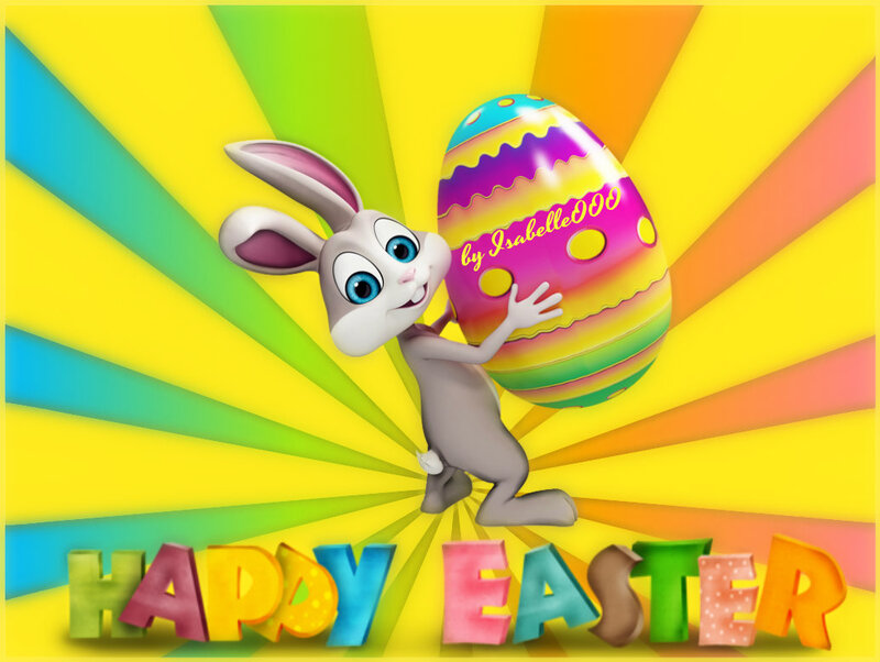 Cartoon Bunny Holding Egg — Yellow