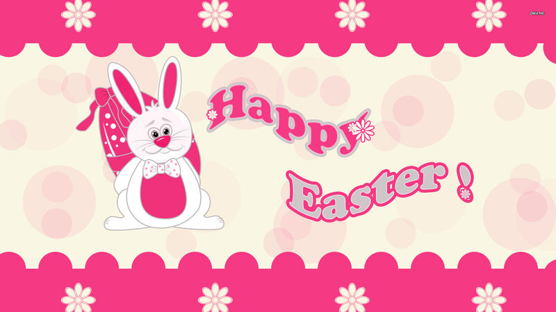 Cartoon Bunny with Basket — Pink, Cheerful