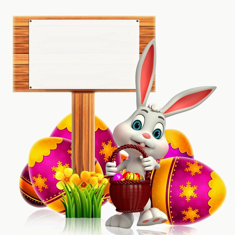 Cartoon Bunny with Basket — Pink