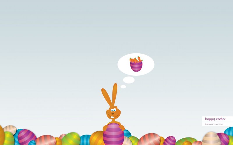 Cartoon Bunny with Eggs — Purple, Cheerful, Spring