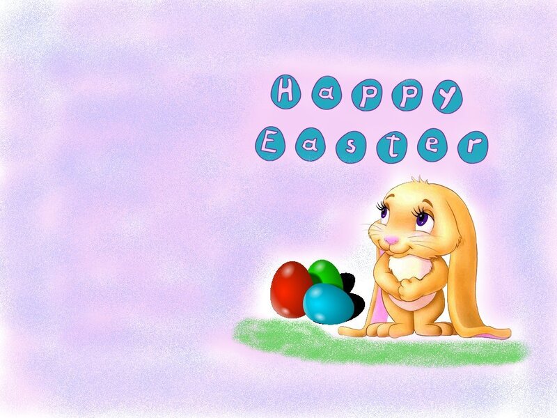 Cartoon Bunny with Eggs — Purple, Festive