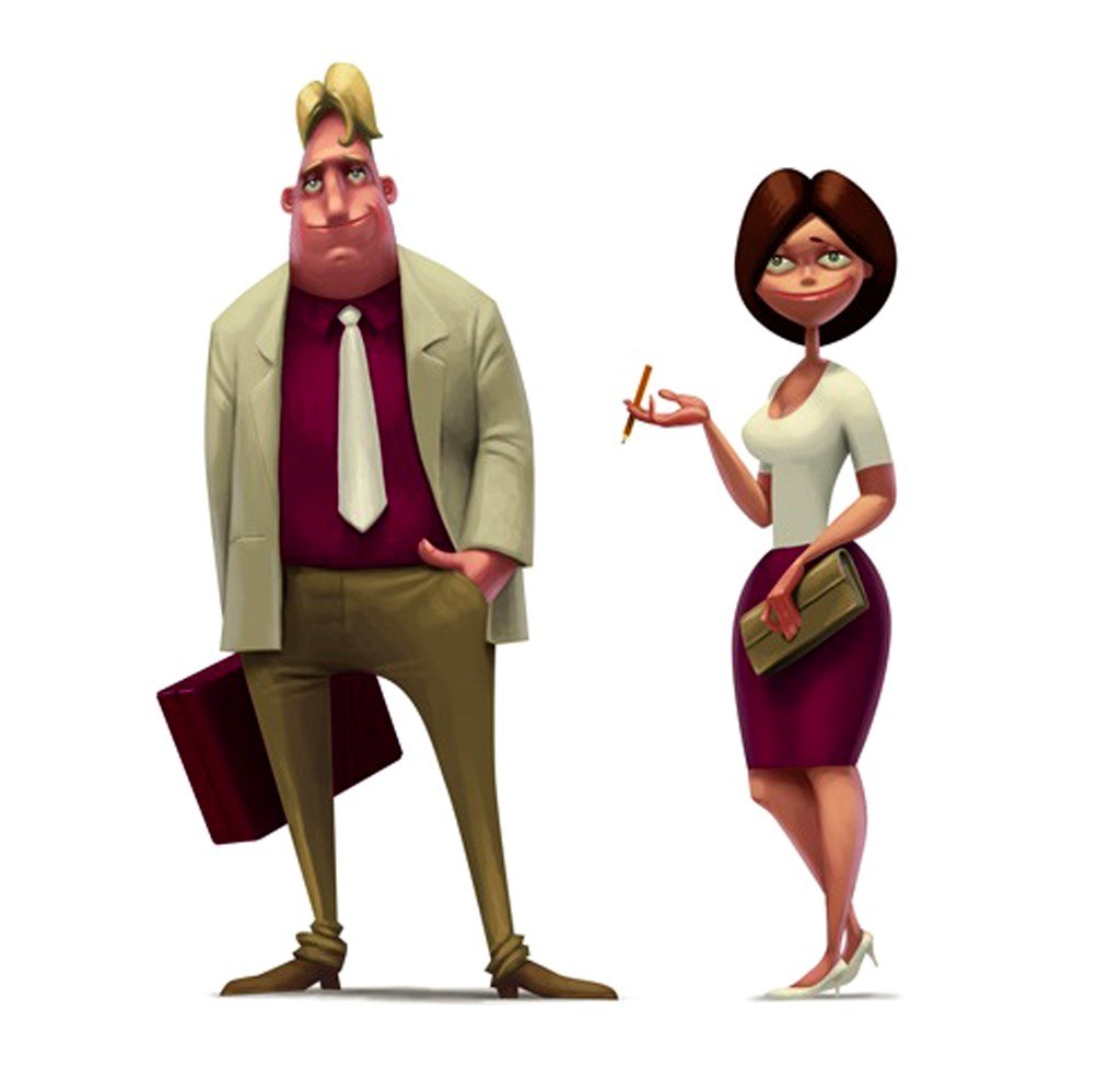 Cartoon business couple