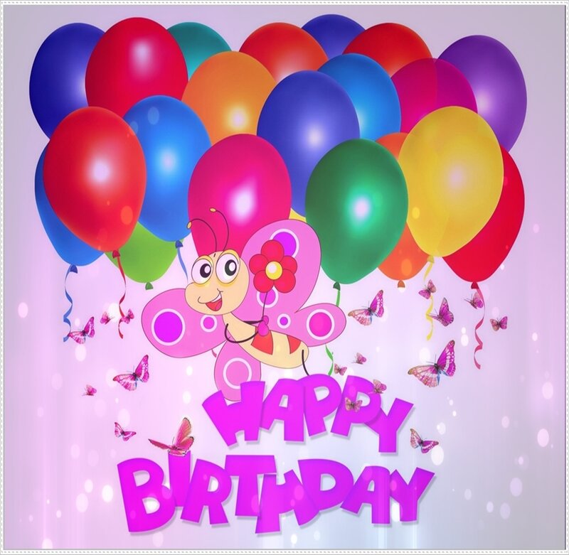 Cartoon Butterfly with Balloons