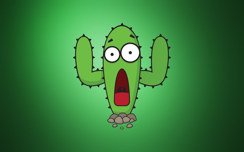 cartoon cactus with shocked expression