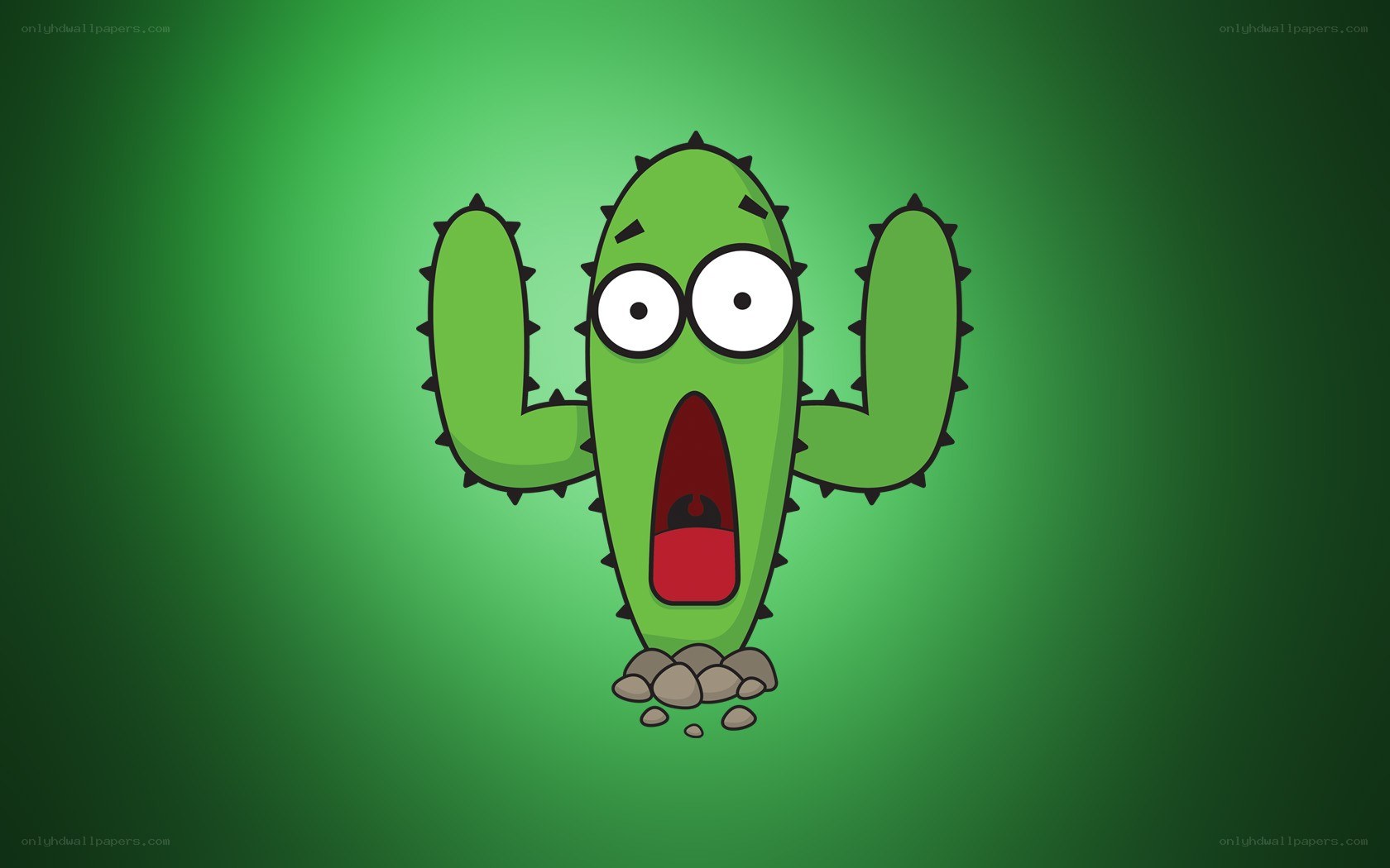 cartoon cactus with shocked expression