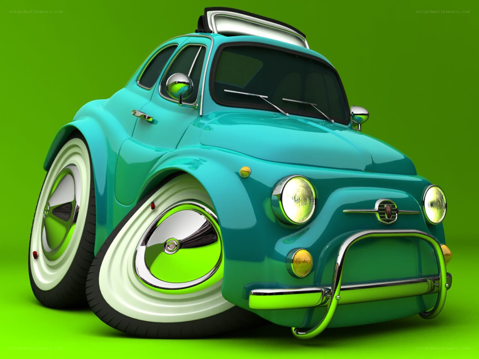 cartoon car on green background