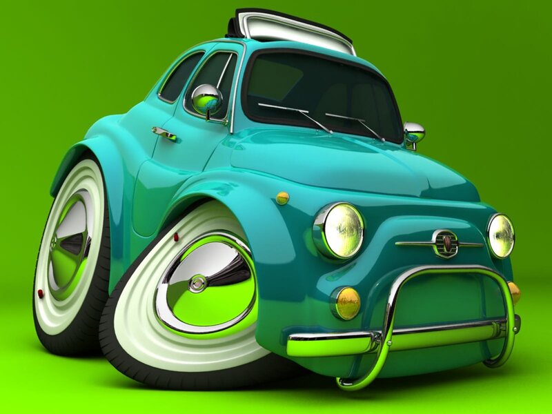 cartoon car on green background