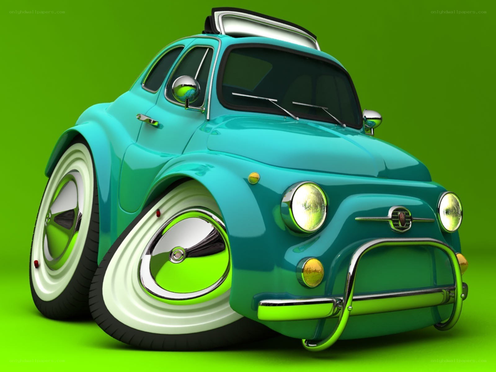 cartoon car on green background