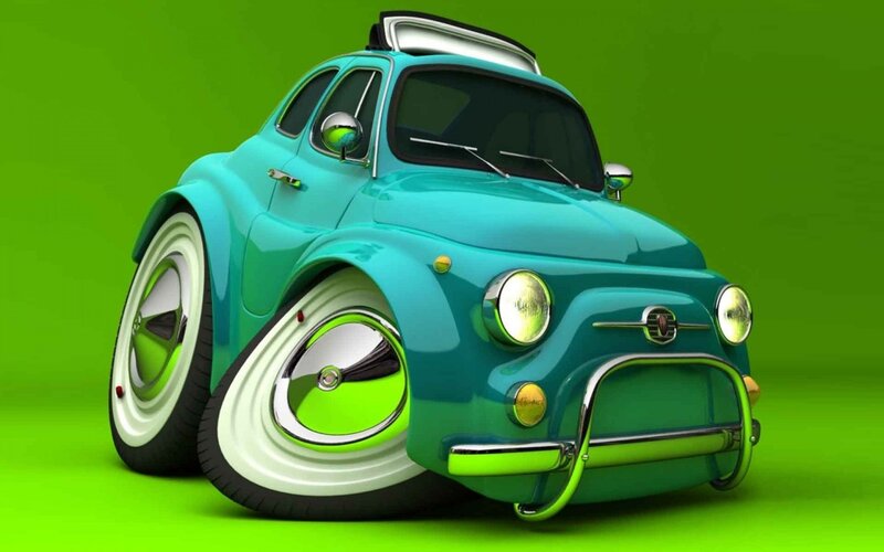 Cartoon Car on Green