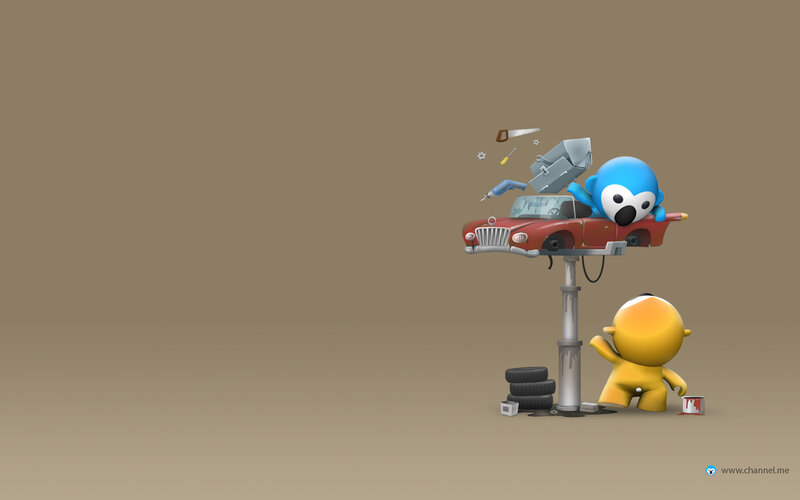 cartoon car repair scene