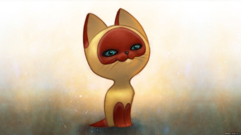 Cartoon Cat Character — Yellow, Calm