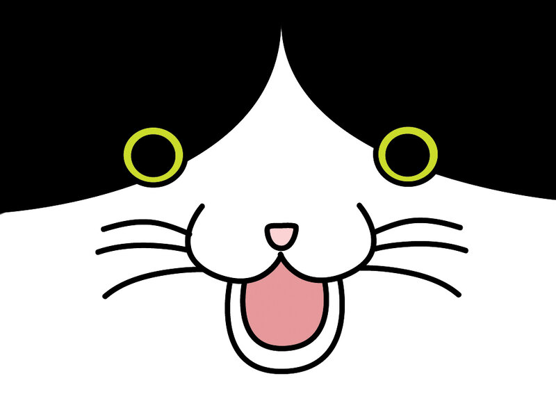Cartoon Cat Face — Black