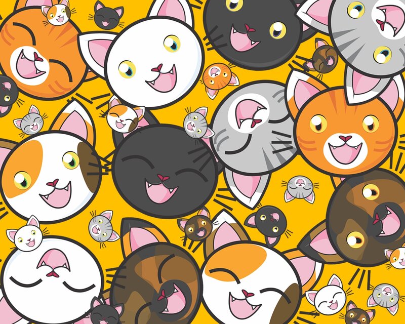 cartoon cat faces pattern
