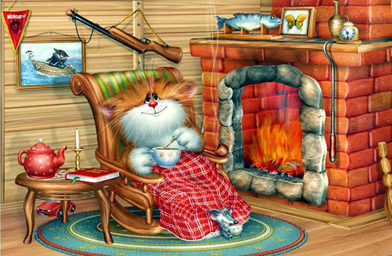 Cartoon Cat in Chair