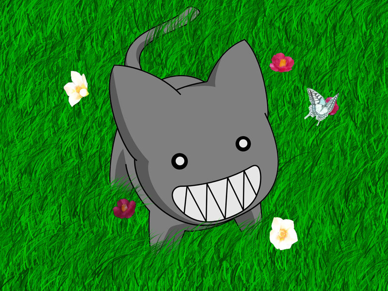 cartoon cat in grass