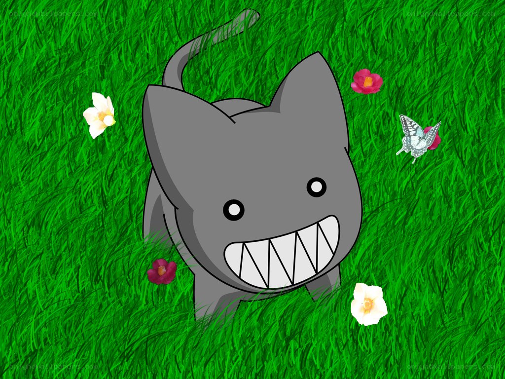cartoon cat in grass