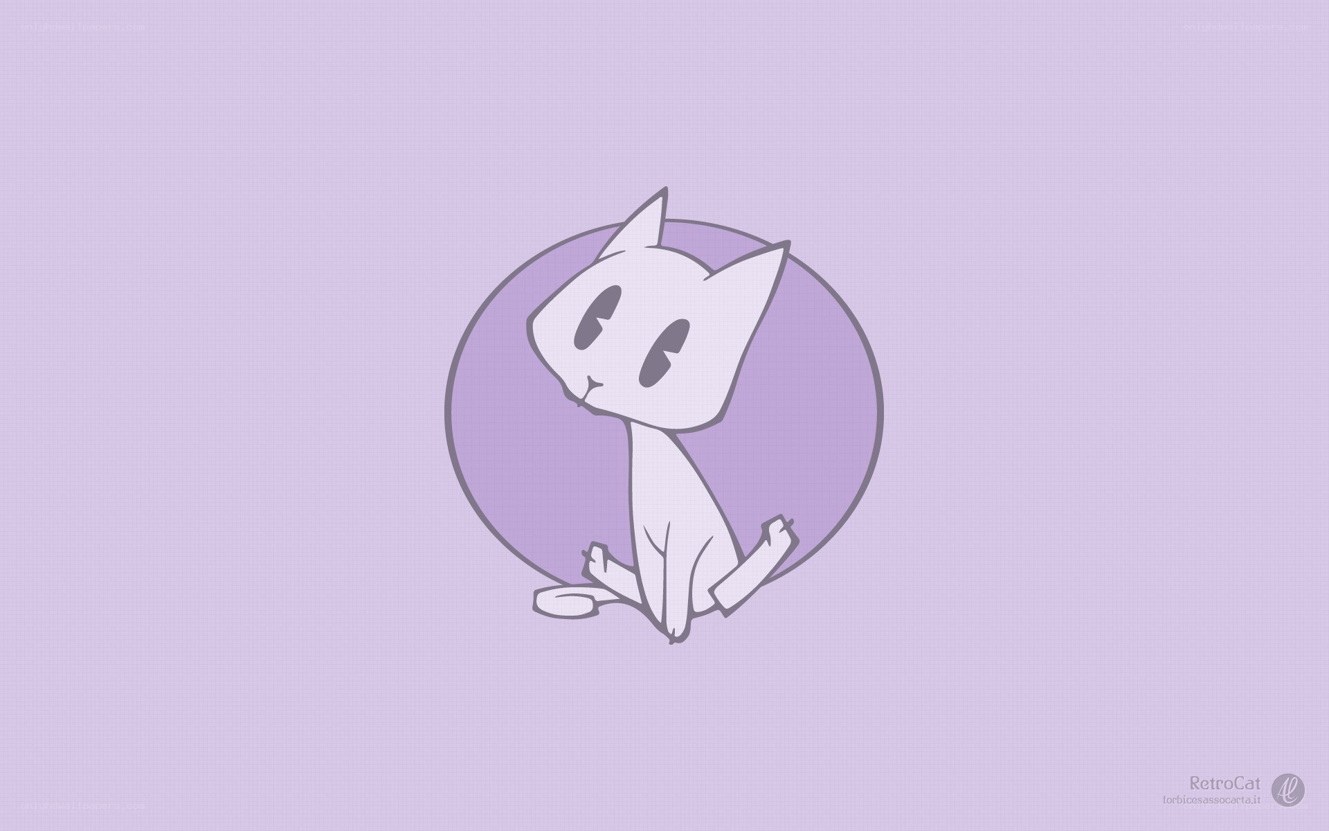 cartoon cat in purple circle
