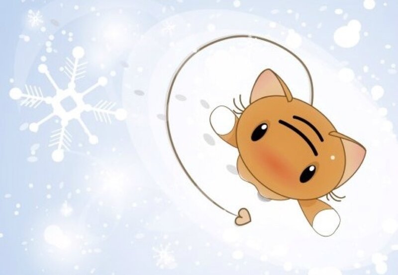 Cartoon Cat in Snow