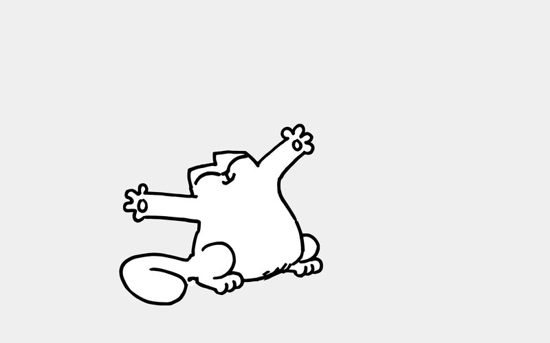 Cartoon Cat Lying Down — Black