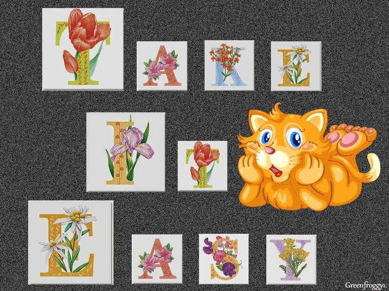 Cartoon Cat with Alphabet Cards