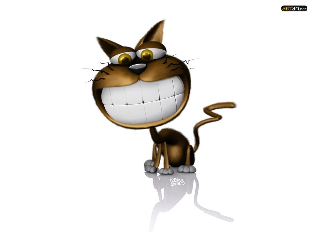 cartoon cat with big smile