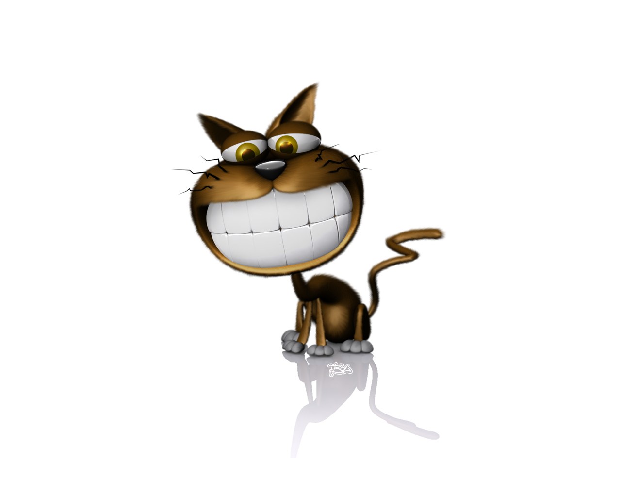 cartoon cat with big smile