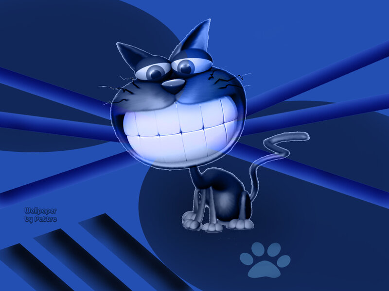 Cartoon Cat with Big Smile — Blue