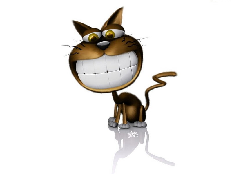 Cartoon Cat with Big Smile — Brown