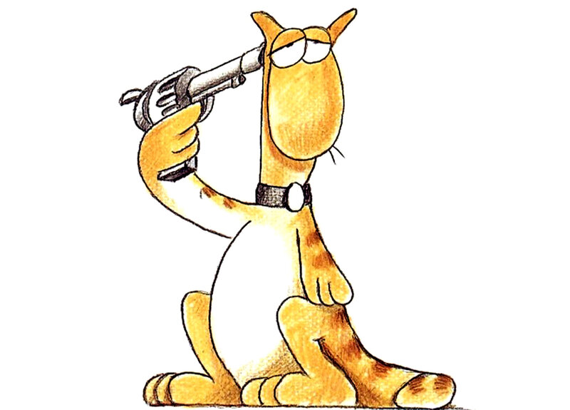 Cartoon Cat with Gun
