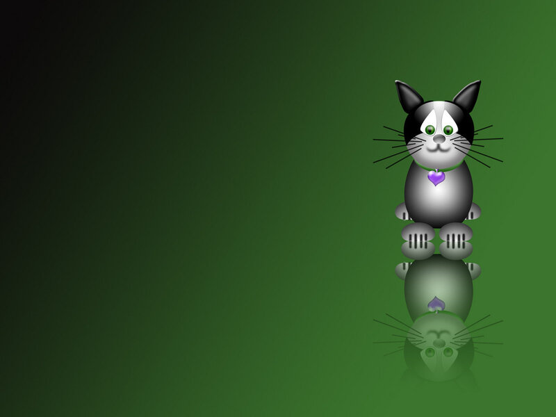 cartoon cat with heart pendant