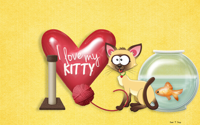 Cartoon Cat with Heart