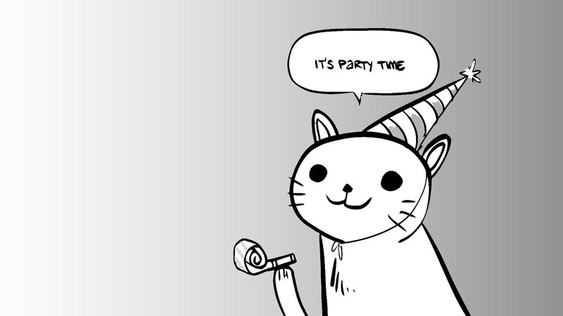 Cartoon Cat with Party Hat