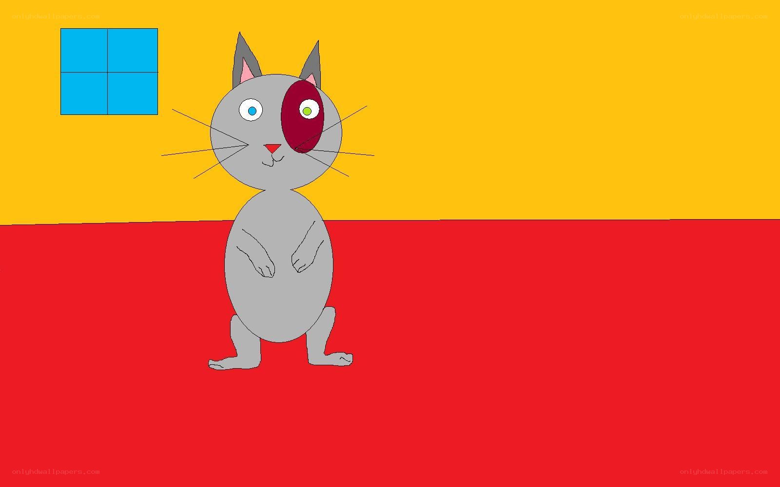 cartoon cat with red eye