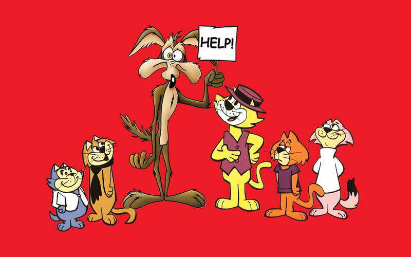Cartoon Cats and a Coyote