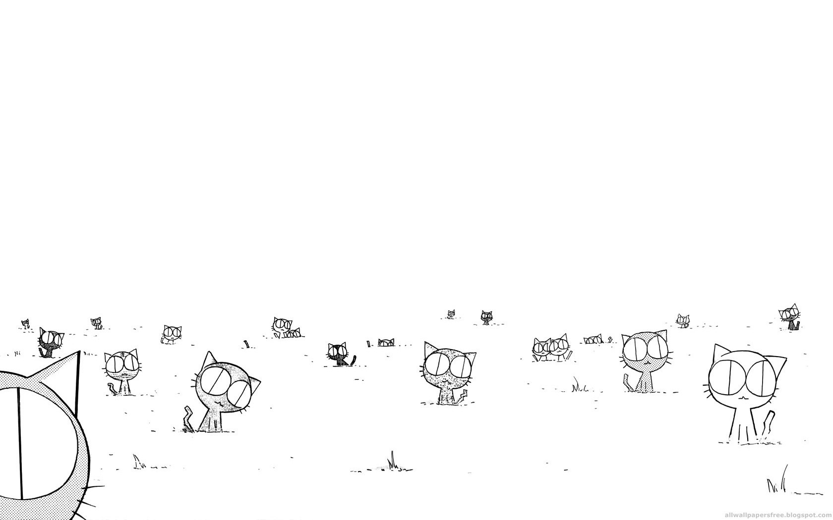 cartoon cats in a field