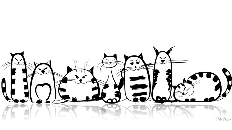 Cartoon Cats in a Row