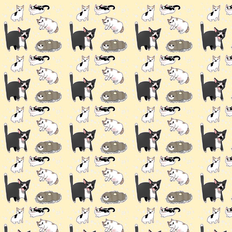 Cartoon Cats Pattern — Yellow