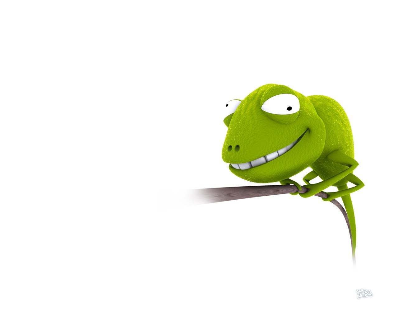 cartoon chameleon on branch