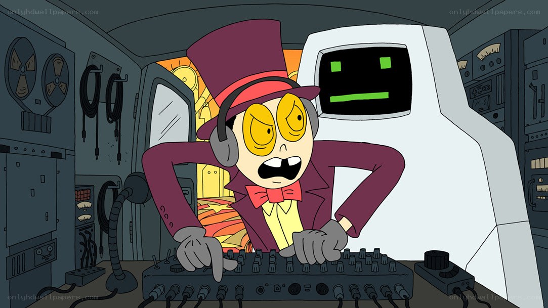 cartoon character at control panel