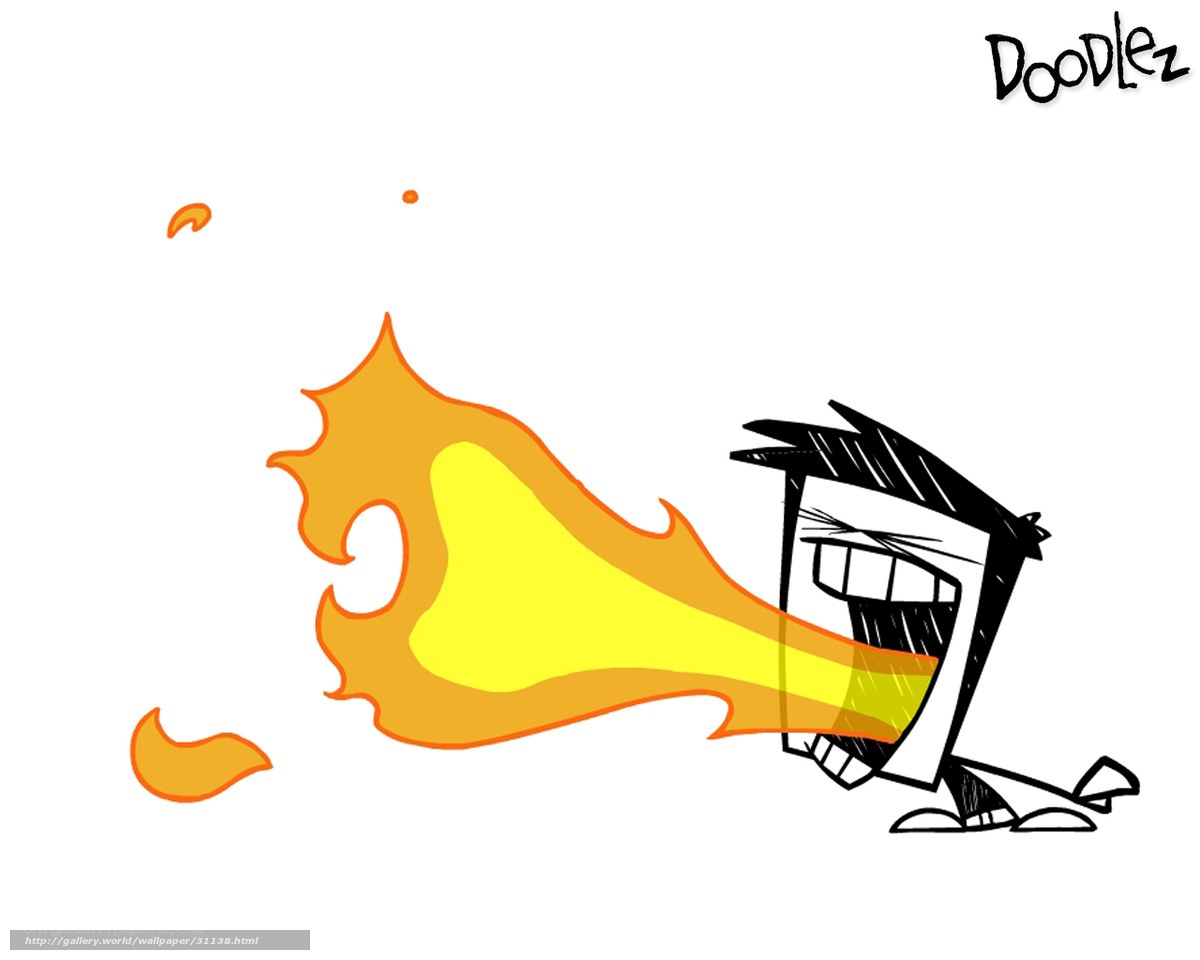 cartoon character breathing fire