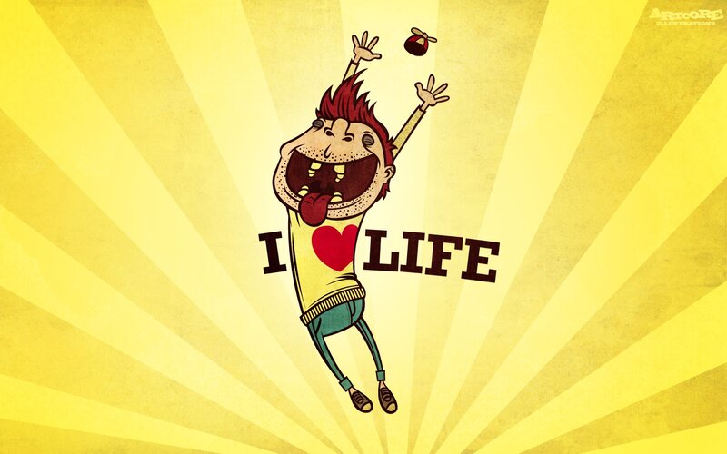cartoon character celebrating life