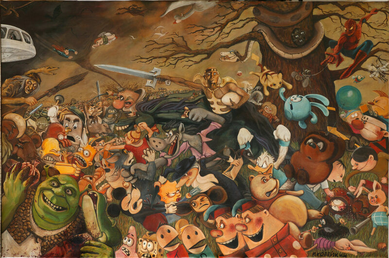 Cartoon character chaos painting